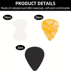 12 Guitar Paddles with 2 Storage Boxes, 10 Anti-Slip Stickers
