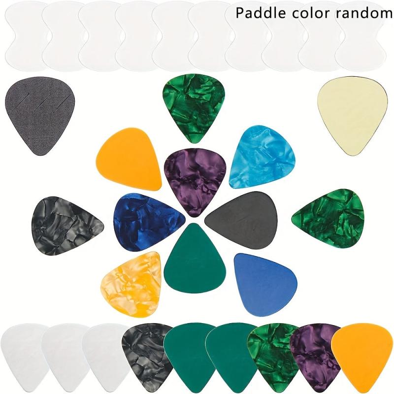12 Guitar Paddles with 2 Storage Boxes, 10 Anti-Slip Stickers