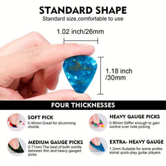 Bright Celluloid Guitar Picks Set - 30 Picks in Tin Case