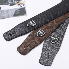 Embossed Leather Guitar Strap Adjustable for All Guitars