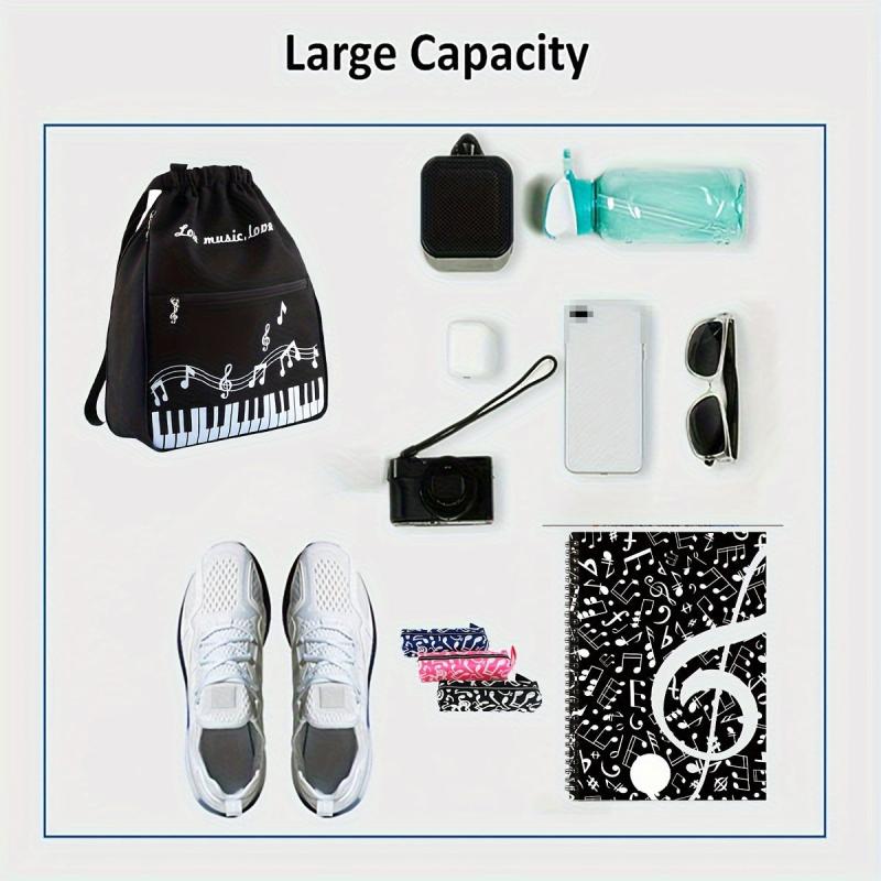Music Note Backpacks Drawstring Bag Sport Gym Sack Yoga Bag Men Women
