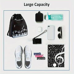 Music Note Backpacks Drawstring Bag Sport Gym Sack Yoga Bag Men Women