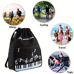 Music Note Backpacks Drawstring Bag Sport Gym Sack Yoga Bag Men Women