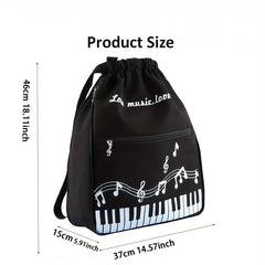 Music Note Backpacks Drawstring Bag Sport Gym Sack Yoga Bag Men Women