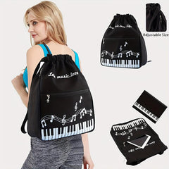 Music Note Backpacks Drawstring Bag Sport Gym Sack Yoga Bag Men Women