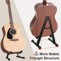Universal Folding A Frame Guitar Stand Non Slip Rubber & Soft Foam Arms