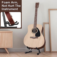 Universal Folding A Frame Guitar Stand Non Slip Rubber & Soft Foam Arms