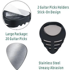 Bass Guitar Set w/ 20 SS Picks & 2 Pick Boxes