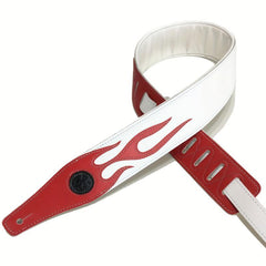 Adjustable PU Leather Guitar Strap Red Flame Series