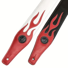 Adjustable PU Leather Guitar Strap Red Flame Series