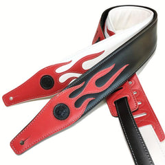 Adjustable PU Leather Guitar Strap Red Flame Series