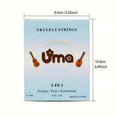 Ukulele Nylon Strings 3in1 Set U300 + Picks Cloth