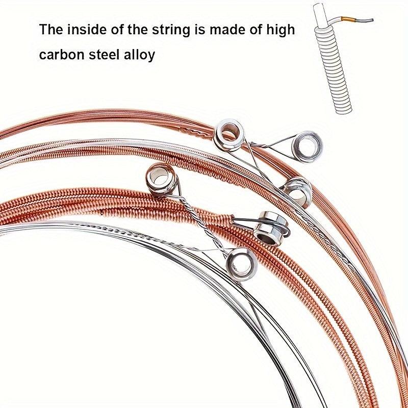 Acoustic Guitar Strings High Carbon Steel Core Red Copper Winding Bright Tone