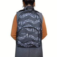 Music Note Travel Backpack Oxford Work College Water Resistent Friends