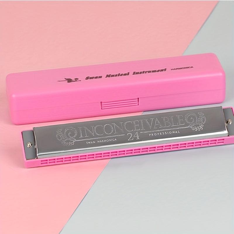 24 Hole Vibrating Harmonica Piano Key Resonance C Tone Double Row