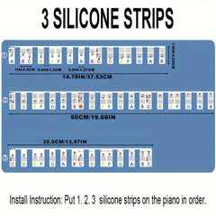 88-Key Full Size Silicone Piano Keyboard Labels - Colorful