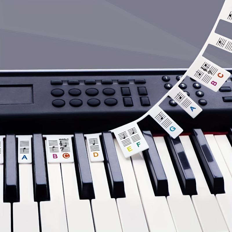 88-Key Full Size Silicone Piano Keyboard Labels - Colorful
