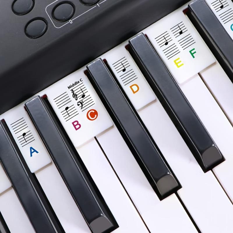 88-Key Full Size Silicone Piano Keyboard Labels - Colorful