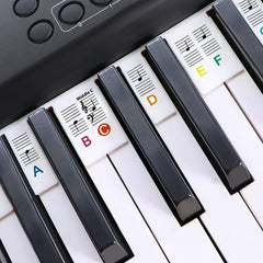 88-Key Full Size Silicone Piano Keyboard Labels - Colorful