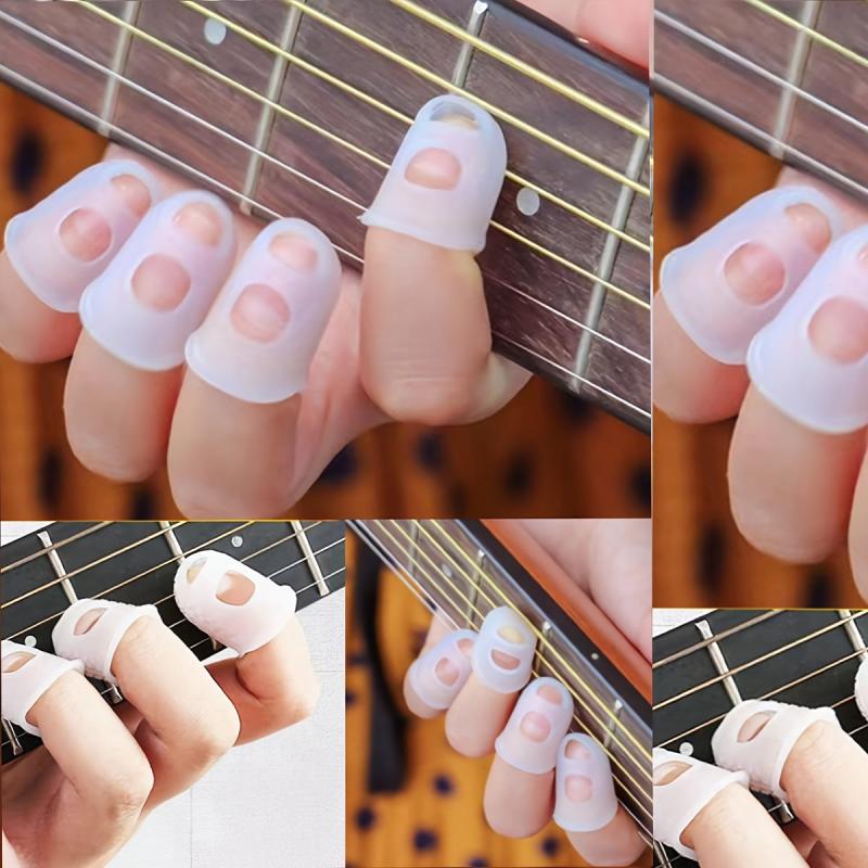 4pcs Guitar Silicone Finger Sleeves Anti-pain Folk Guitar Finger Sleeves