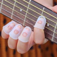 4pcs Guitar Silicone Finger Sleeves Anti-pain Folk Guitar Finger Sleeves