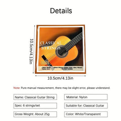 6Pcs Classical Guitar Clear Nylon Strings Set
