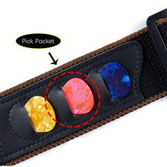 7Pcs Guitar Bass Ukulele Strap Set Picks Button Accessory