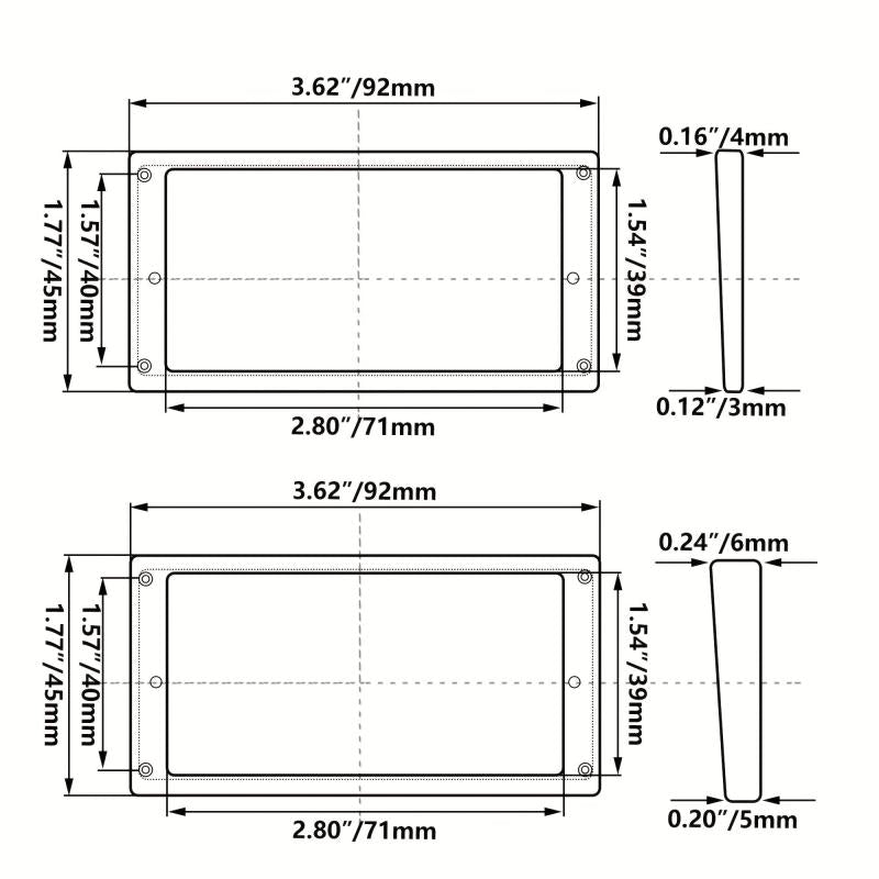 Guitar Humbucker Ring Flat Bottom Black 3mm Thickness