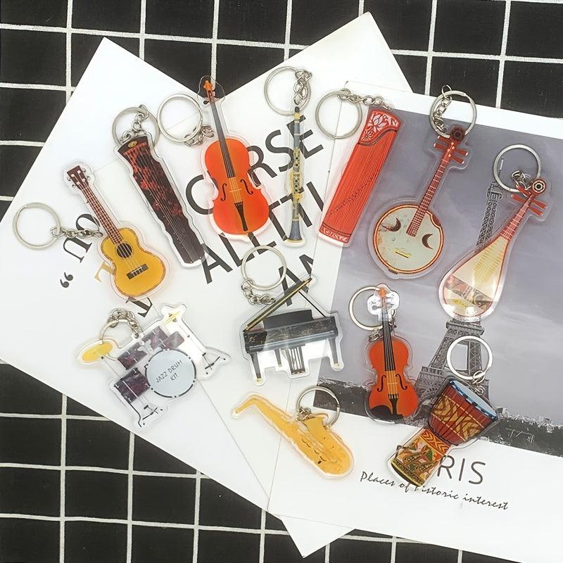 Acrylic Musical Instrument Keychain Set