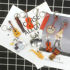 Acrylic Musical Instrument Keychain Set