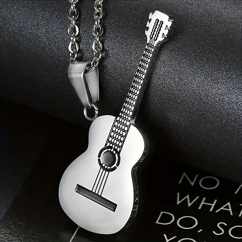 Titanium Steel Guitar Necklace Pendant Music Gift