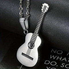 Titanium Steel Guitar Necklace Pendant Music Gift