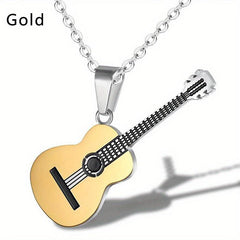 Titanium Steel Guitar Necklace Pendant Music Gift