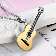 Titanium Steel Guitar Necklace Pendant Music Gift