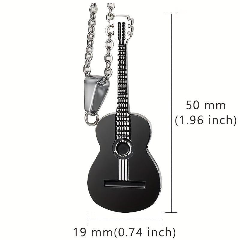 Titanium Steel Guitar Necklace Pendant Music Gift