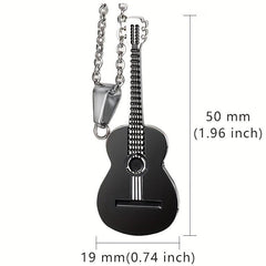 Titanium Steel Guitar Necklace Pendant Music Gift