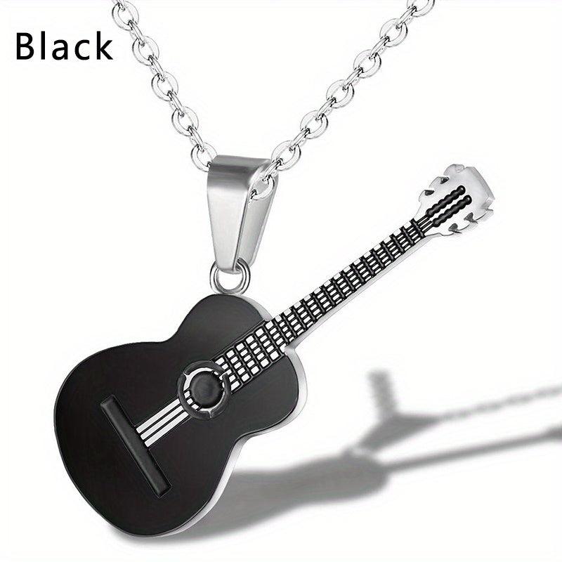 Titanium Steel Guitar Necklace Pendant Music Gift