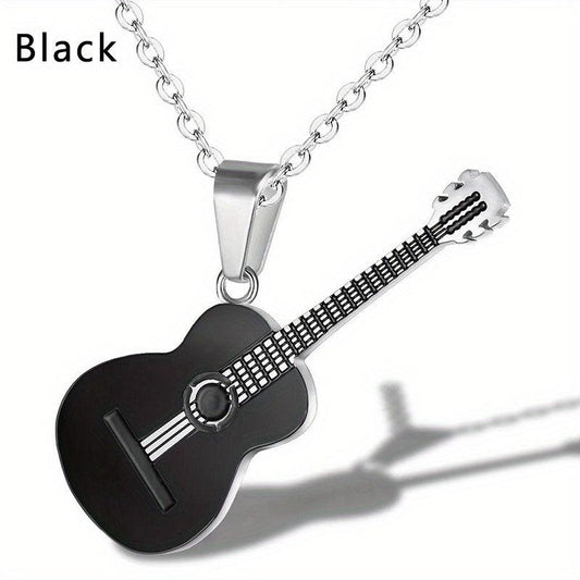 Titanium Steel Guitar Necklace Pendant Music Gift