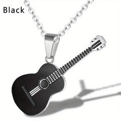 Titanium Steel Guitar Necklace Pendant Music Gift