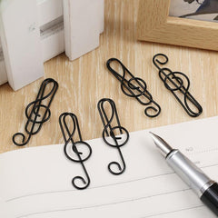 20pcs Music Note Shaped File Clamp for Stylish Paper Organization