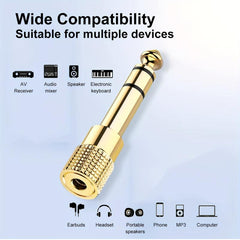 3 PCS Plated 6.35mm to 3.5mm Audio Adapters