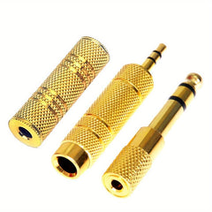 3 PCS Plated 6.35mm to 3.5mm Audio Adapters