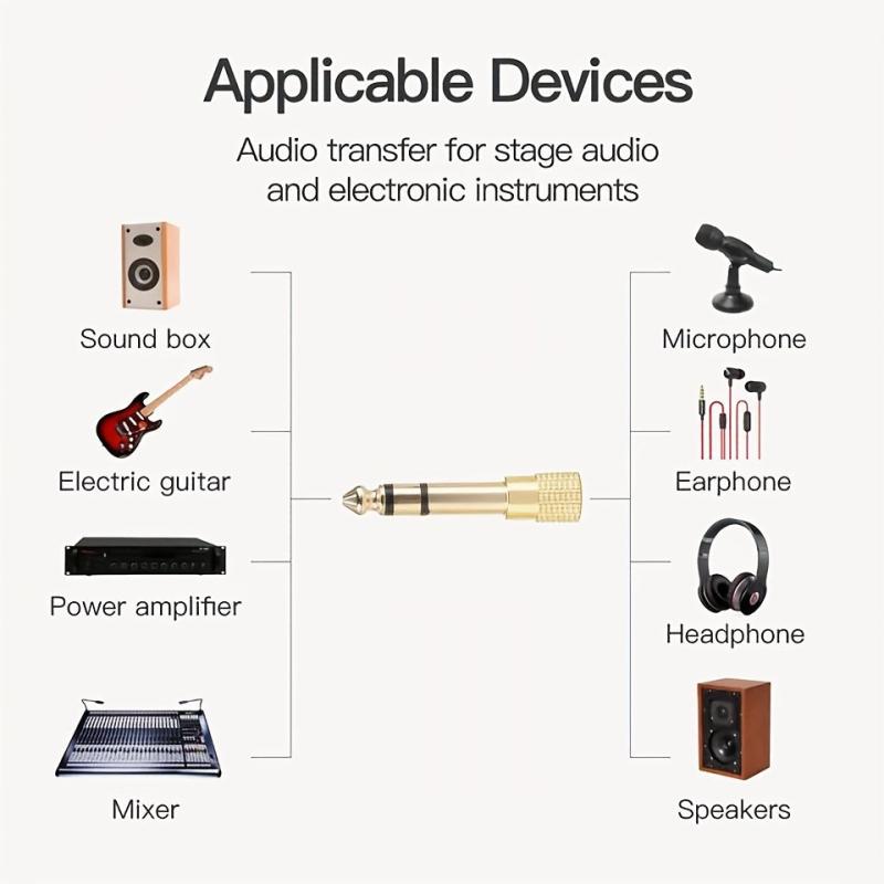 6 35mm to 3 5mm Audio Adapter for Microphones AUX Cables & Pianos