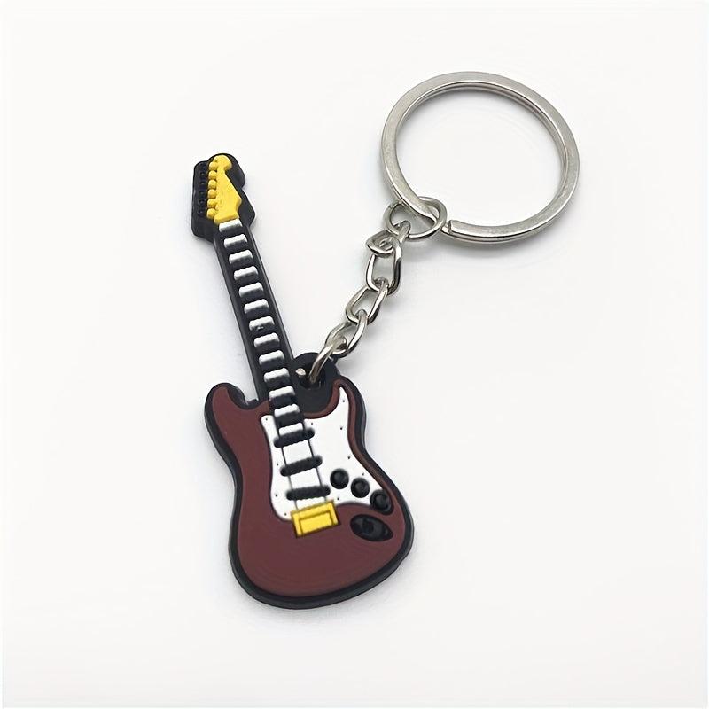PVC Simulation Guitar Model Key Ring - Musical Instrument Keychain