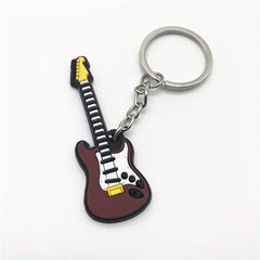 PVC Simulation Guitar Model Key Ring - Musical Instrument Keychain