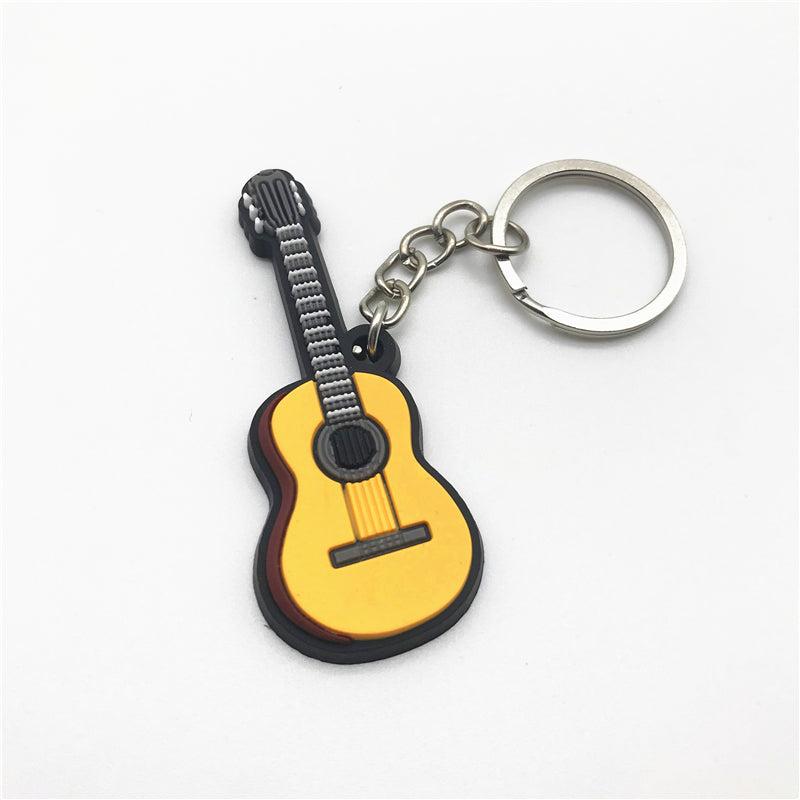 PVC Simulation Guitar Model Key Ring - Musical Instrument Keychain