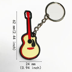 PVC Simulation Guitar Model Key Ring - Musical Instrument Keychain
