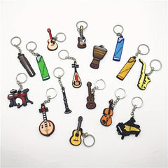 PVC Simulation Guitar Model Key Ring - Musical Instrument Keychain