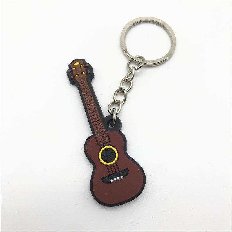 PVC Simulation Guitar Model Key Ring - Musical Instrument Keychain