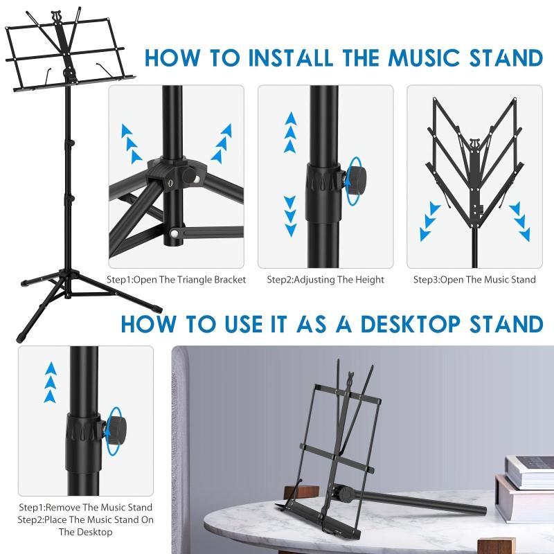 Folding Music Stand For Sheet Music Portable Music Stand